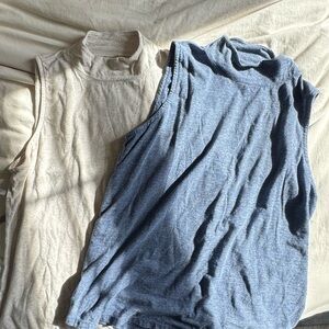 Talbots Women's Sleeveless Beige and Blue Tanks